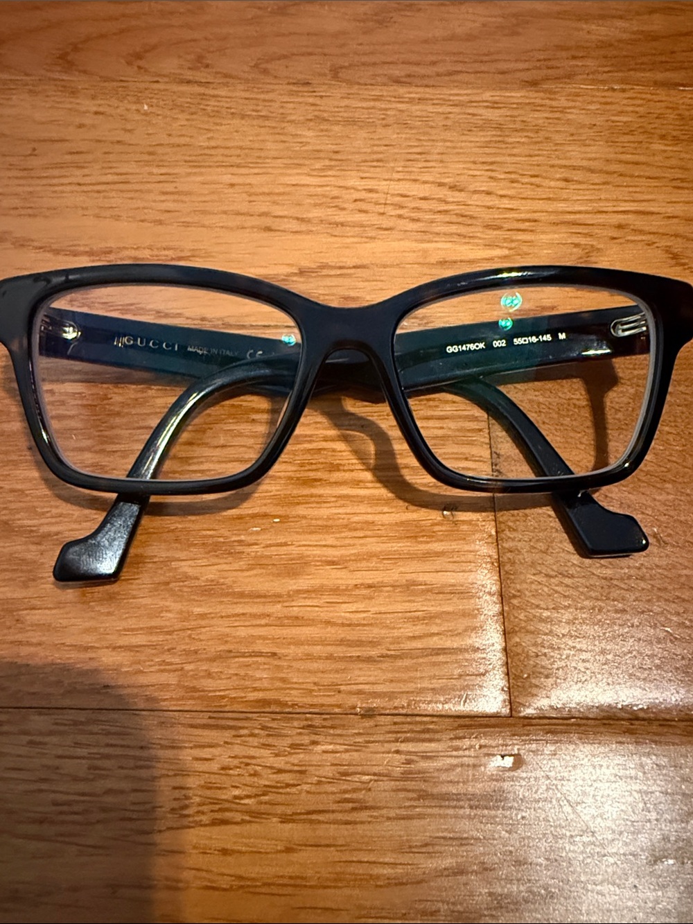 GUCCI Tortoise Rectangle Glasses with Signature GG Accent